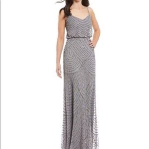 Adrianna Papell embellished dress. Silver/grey